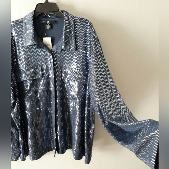 Ashley Stewart Sequin Blouse NWT - Picture 2 of 4